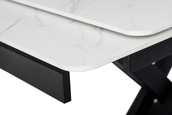 Стол обеденный Калипсо белый мрамор/черный 