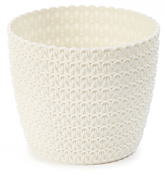 Кашпо пластикове Ламела Магнолія 160 Джерсі круглий 1,5 л кремовий (LA732-74) 