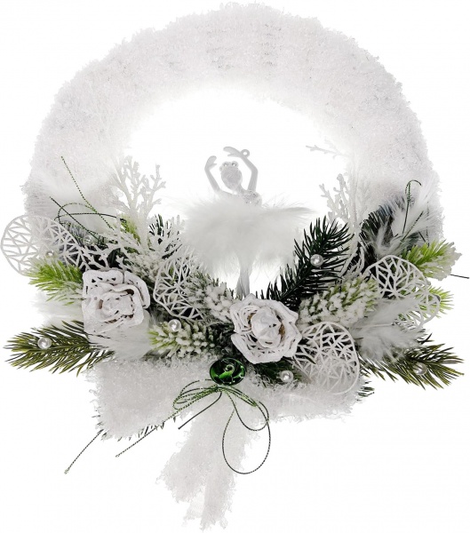 Вінок новорічний № 8 з хутром d250 мм 