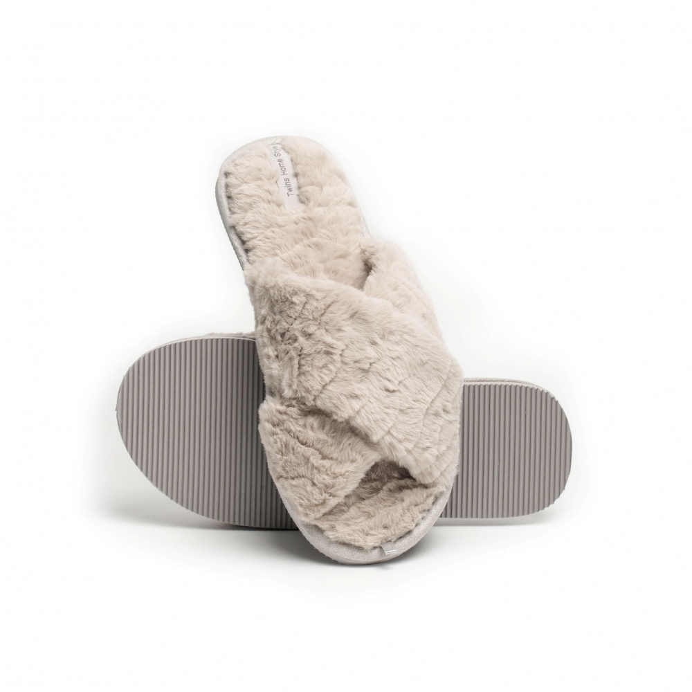 Тапки домашние Twins меховые перекрест 15120 р.36/37 бежевый