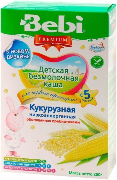 Каша безмолочна Bebi від 5 місяців кукурудзяна низькоалергенна 3838471019835 200 г 