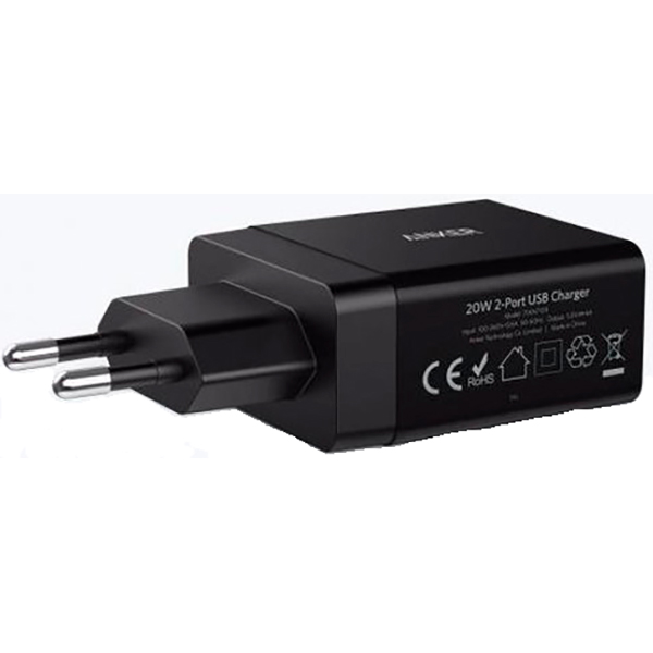 Мережевий зарядний пристрій Anker PowerPort2 24W/4.8A+Micro USB cable V3 B2021L11