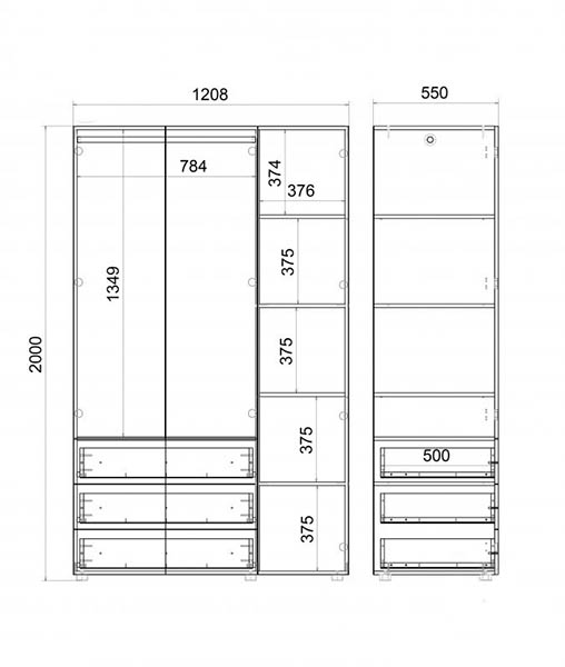 Шкаф Україна Choice 1208х2000х550 ДСП нимфея альба 