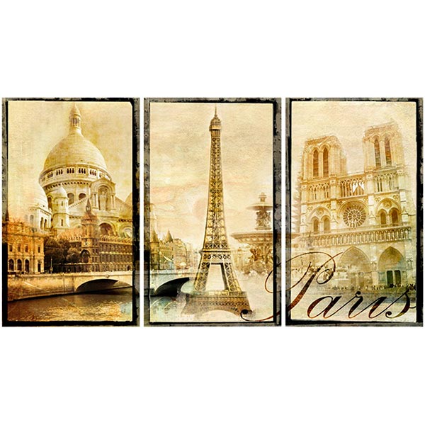 Картина модульная 3 части Париж ретро (30х50см, 30х50см, 30х50см)МК060 Eclipse МК060 