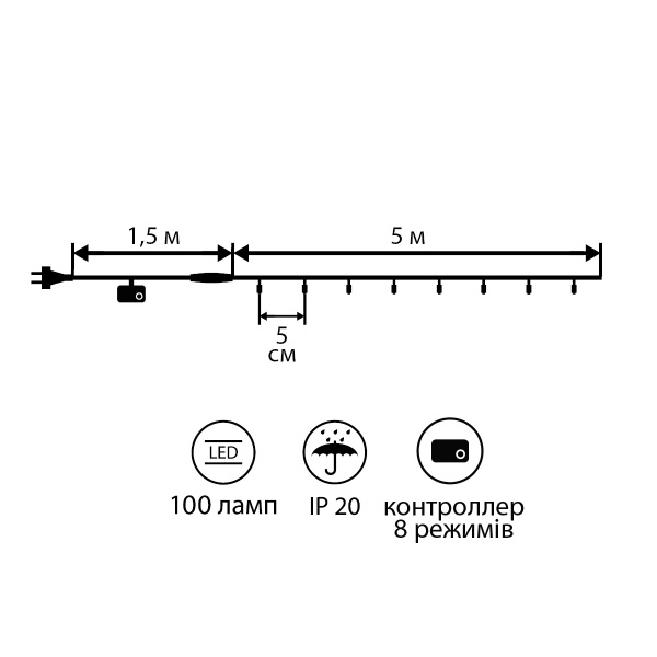 Электрогирлянда Novogod'ko нить розовая светодиодная (LED) 100 ламп 5 м 