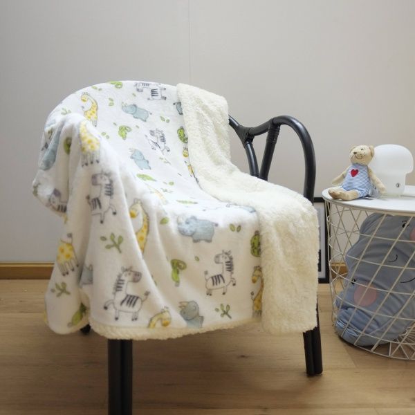 Плед Sherpa Зверюшки 100x120 см белый 