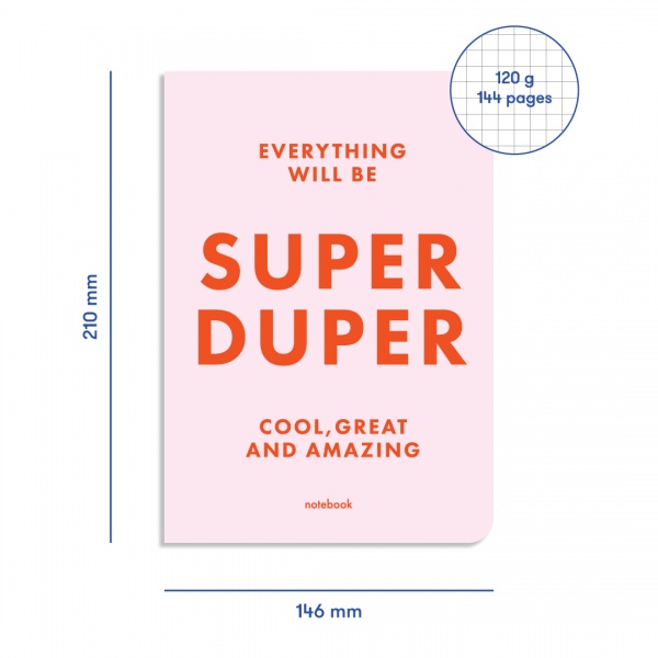 Блокнот SUPER DUPER розовый Orner