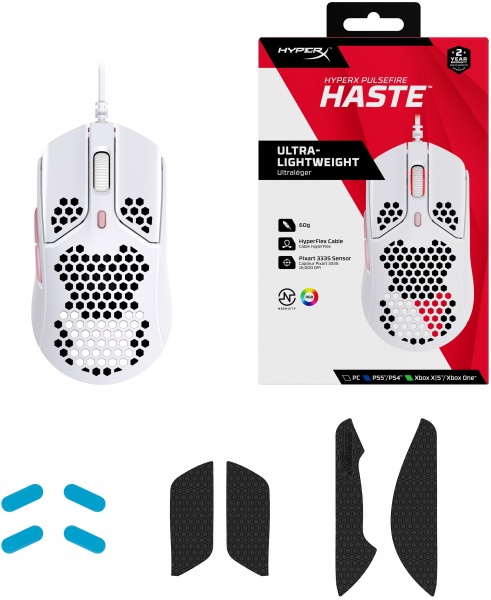 Миша HyperX Pulsefire Haste USB white/pink (4P5E4AA) 