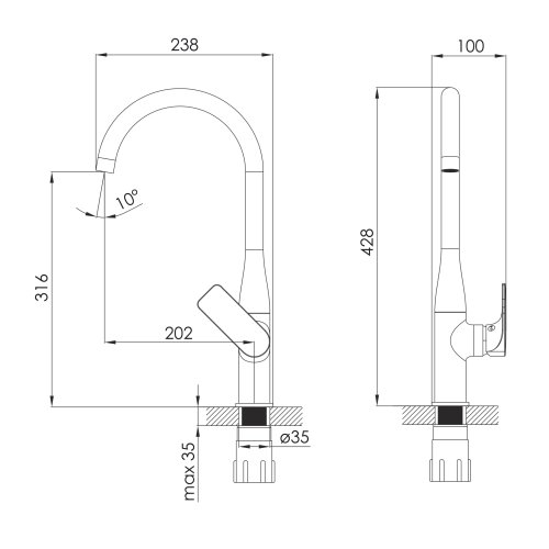 Змішувач для кухні Imprese f03407901BA
