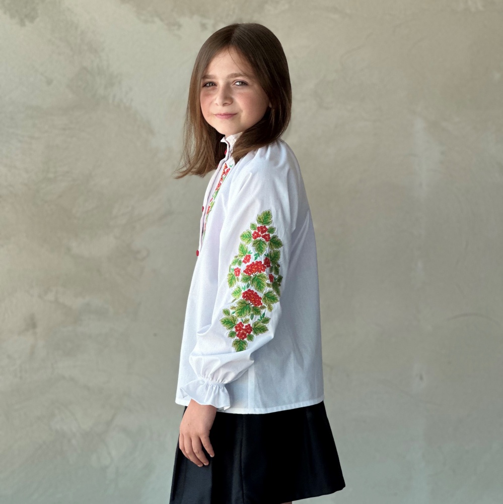 Вышиванка для девочек Эдельвика Калина р.146 белый 262-25/09