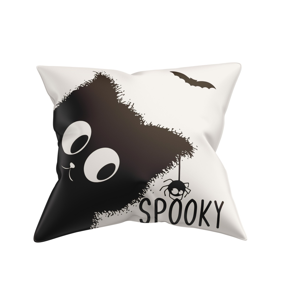 Подушка декоративная Halloween cat 45x45 см белый с черным La Nuit