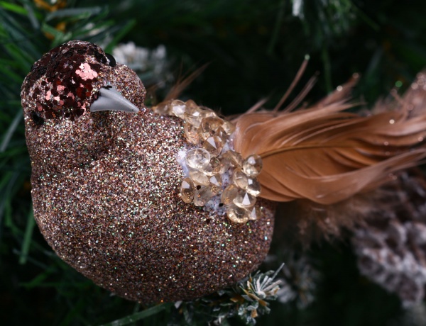 Декоративна новорічна фігура Пташка на кліпсі HC4502080 5х7х23 см 