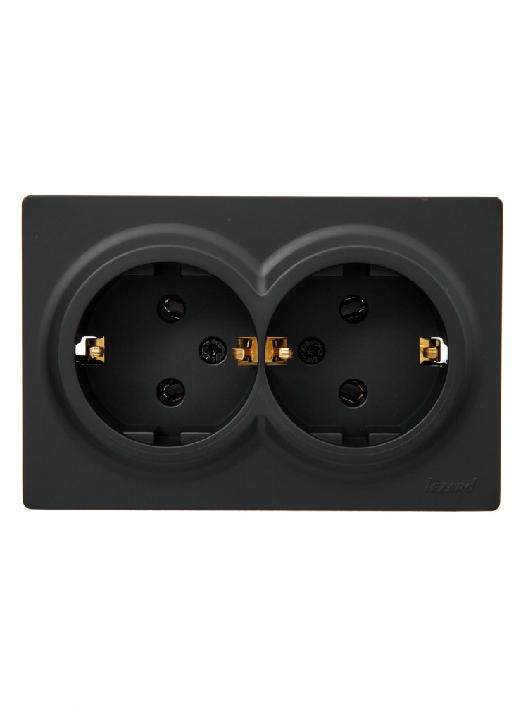 Розетка двойная бытовая с заземлением Lezard LETO IP20 антрацит 752-4200-127B