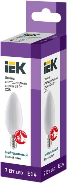 Лампа світлодіодна IEK FIL C35 7 Вт E14 4000 К 220 В матова 