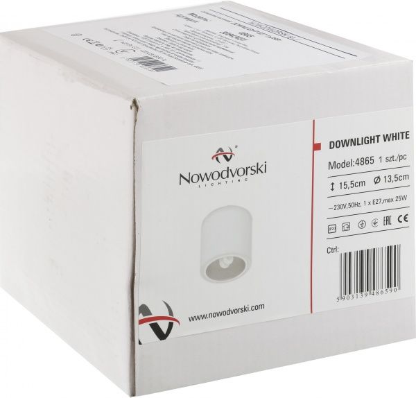 Светильник точечный Nowodvorski Downlight E27 алюминий/белый 4865 