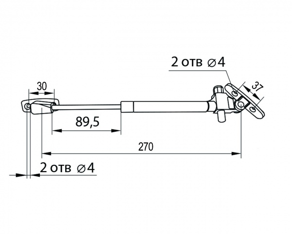 Амортизатор газовий для ДСП 60N з відбійником чорний ПреміумЛайн DC 