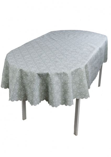 Скатерть водонепроницаемая Simfoni Кружева на зеленом 136x176 см Прованс 