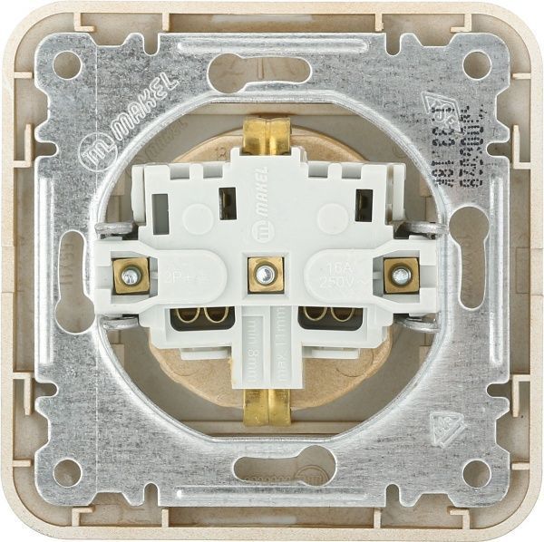 Розетка із заземленням Makel Lillium Natural без шторок без кришки дуб