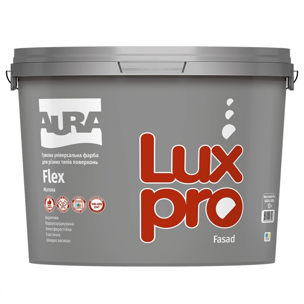 Фарба гумова акрилова гумова Aura® Luxpro Flex мат білий 9,2л 12кг