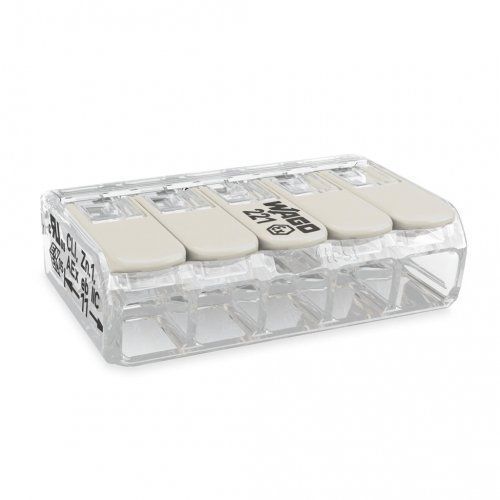 Клемма быстрого монтажа WAGO 221-485 на 5 проводников с рычагами 3 шт. прозрачный 