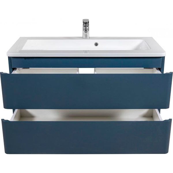 Тумба підвісна Aqua Rodos Акцент синій мат з умивальником Альфа 100