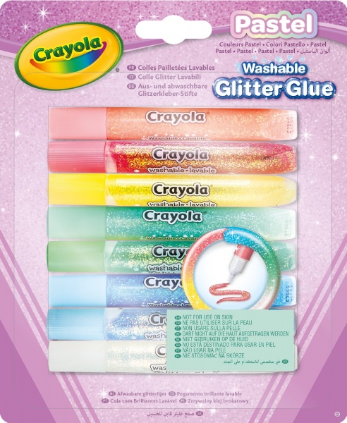 Декоративный липкий 3D-маркер пастельные цвета с блестками Washable 8 шт. Crayola 