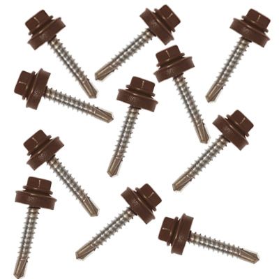 Саморізи покрівельні по дереву RAL8017 коричневі 250 шт