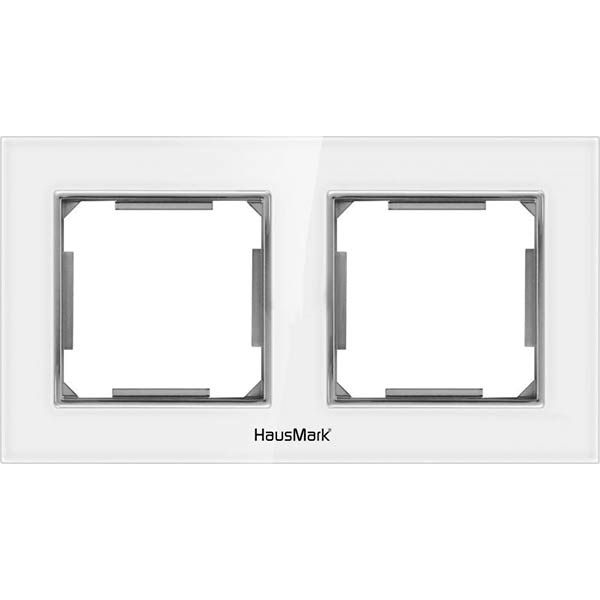Рамка двухместная HausMark Alta универсальная белое стекло SNG-FRG.SQ20G2-WH