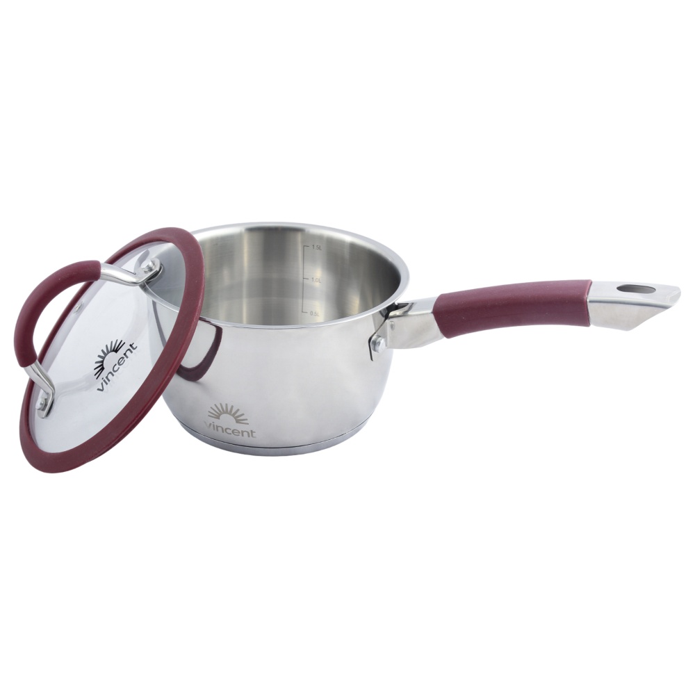 Ківш з кришкою Vincent 16 см 1,6 л VC-3187-16s