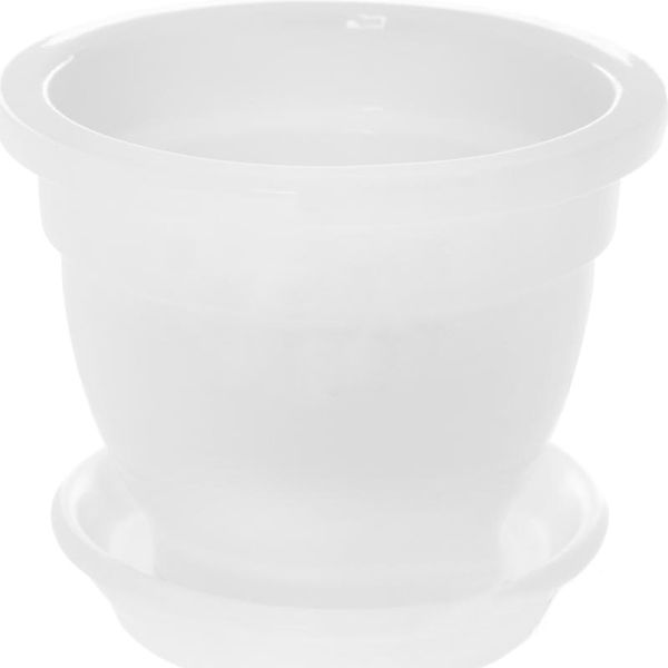 Горшок керамический Ориана-Запорожкерамика Фиалочница матовый круглый 0,5л белый (035-0-031) 