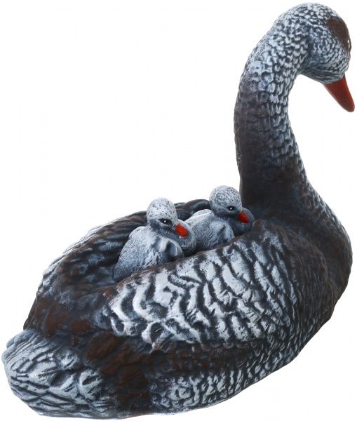 Скульптура садовая Лебедь с птенцами 27 см