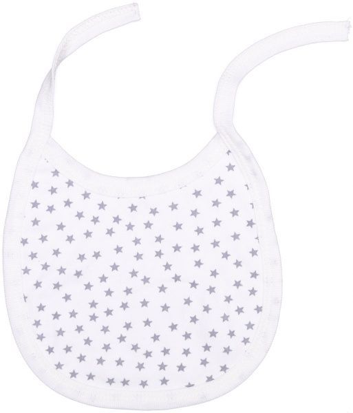 Нагрудник дитячий Bambinelli сiра зiрочка від 3 до 6 місяців білий із малюнком 