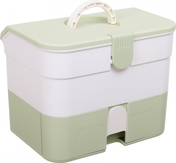 Органайзер для косметики многоуровневый с ящиками 32х20х25 см белыйзеленый 