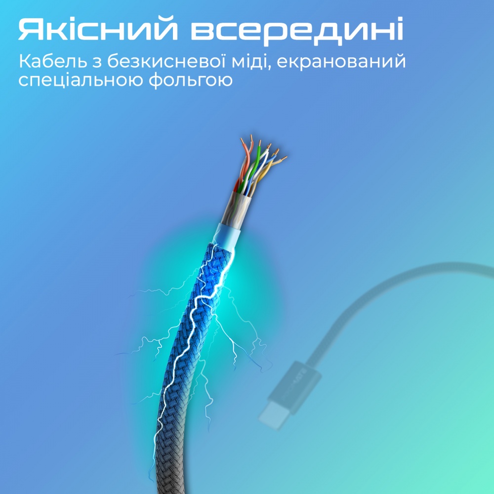 Кабель Promate EcoLine-Ci120 USB-C to Lightning 27W Power Delivery 1,2 м black (ecoline-ci120.black)