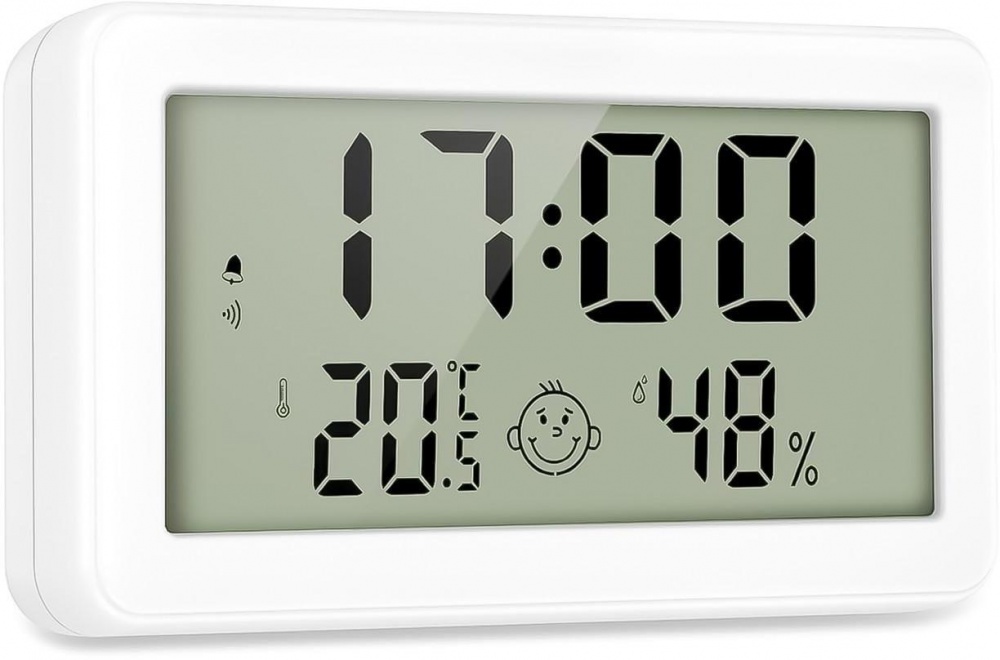 Термогигрометр цифровой с часами CX-1206 белый