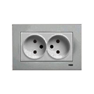 Розетка Viko Novella двойная серебро