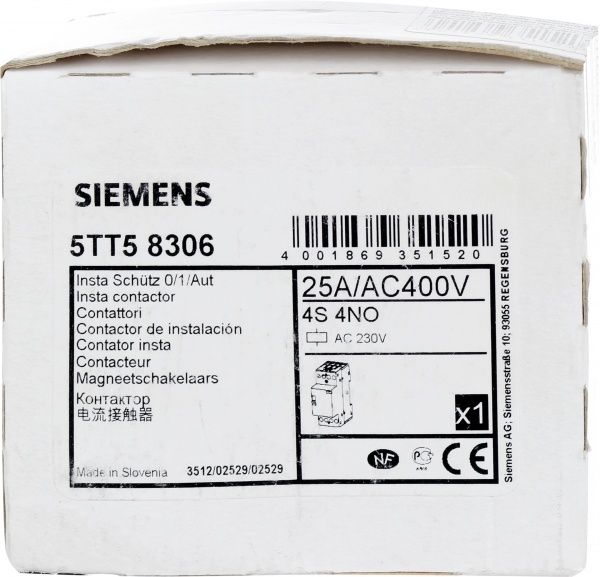 Контактор Siemens AUT 4НО AC 230, 400V 25A 5TT5830-6