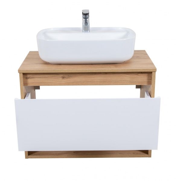 Тумба подвесная ScandiSPA Edda севилья со столешницей 80 см с умывальником Aqua 60 см