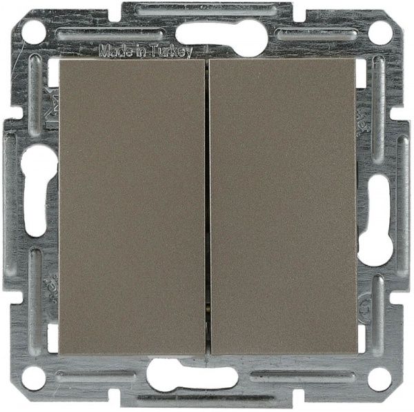 Переключатель проходной двухклавишный Schneider Electric Asfora 10 А 250В IP20 бронзовый EPH0600169