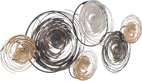 Декор настенный Circles металический 58,4x118,1 см черно-золотистый 