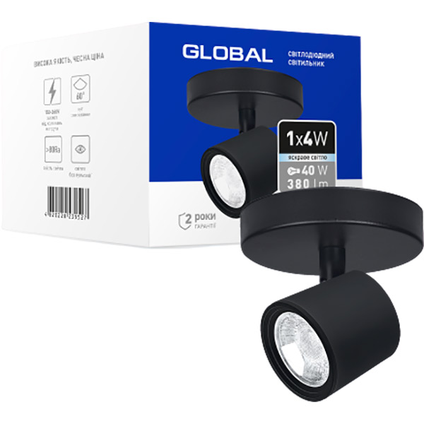 Світильник світлодіодний Global GSL-02C 4100K 1x4 Вт чорний 