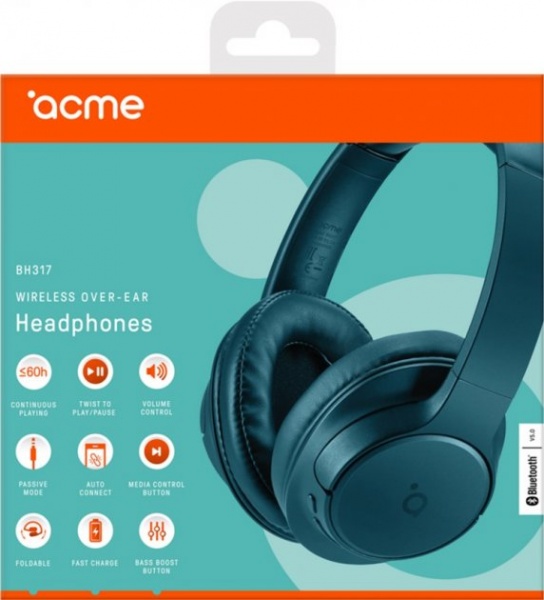 Гарнітура Acme BH317 Wireless over-ear headphones teal (4770070882177) 