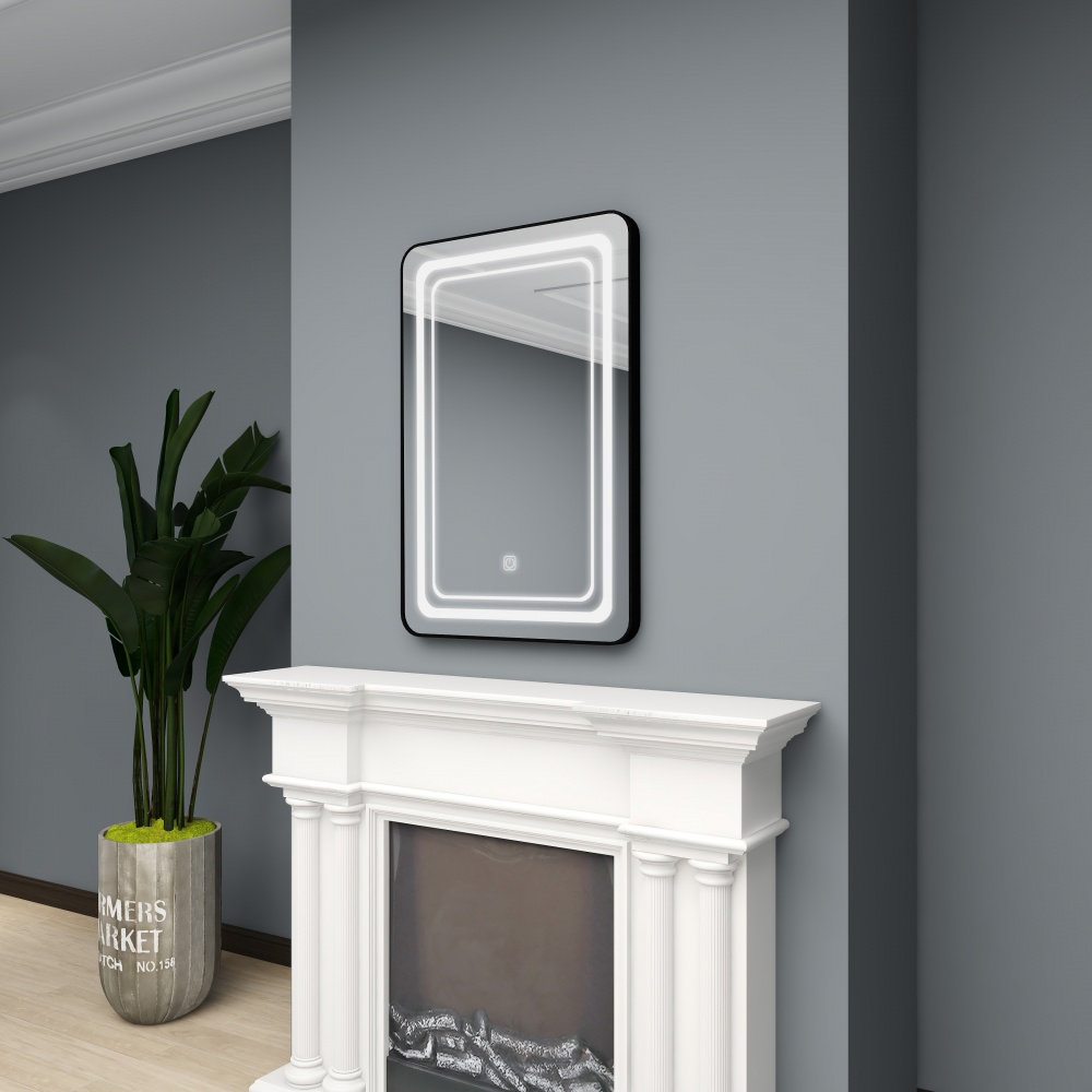 Зеркало со встроенной подсветкой 600х900 мм (ЕЗ-01029) LED-V черное