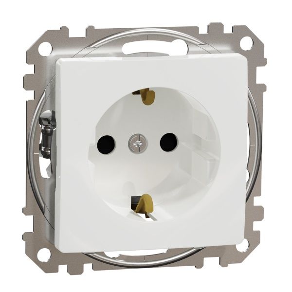 Розетка силовая с заземлением Schneider Electric Sedna Design со шторками без крышки белый SDD111022