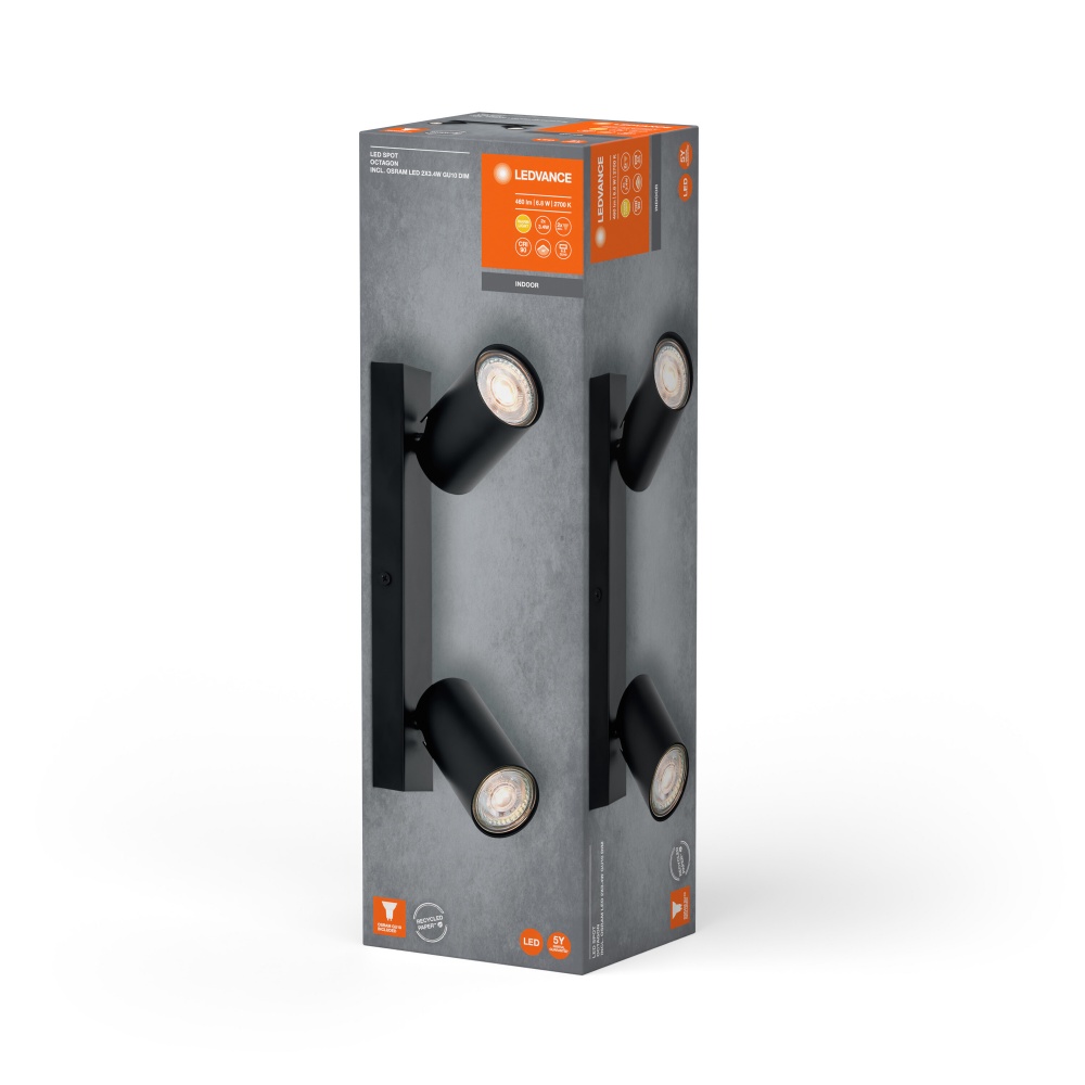 Спот Ledvance Octagon 2x3,4 Вт GU10 чорний