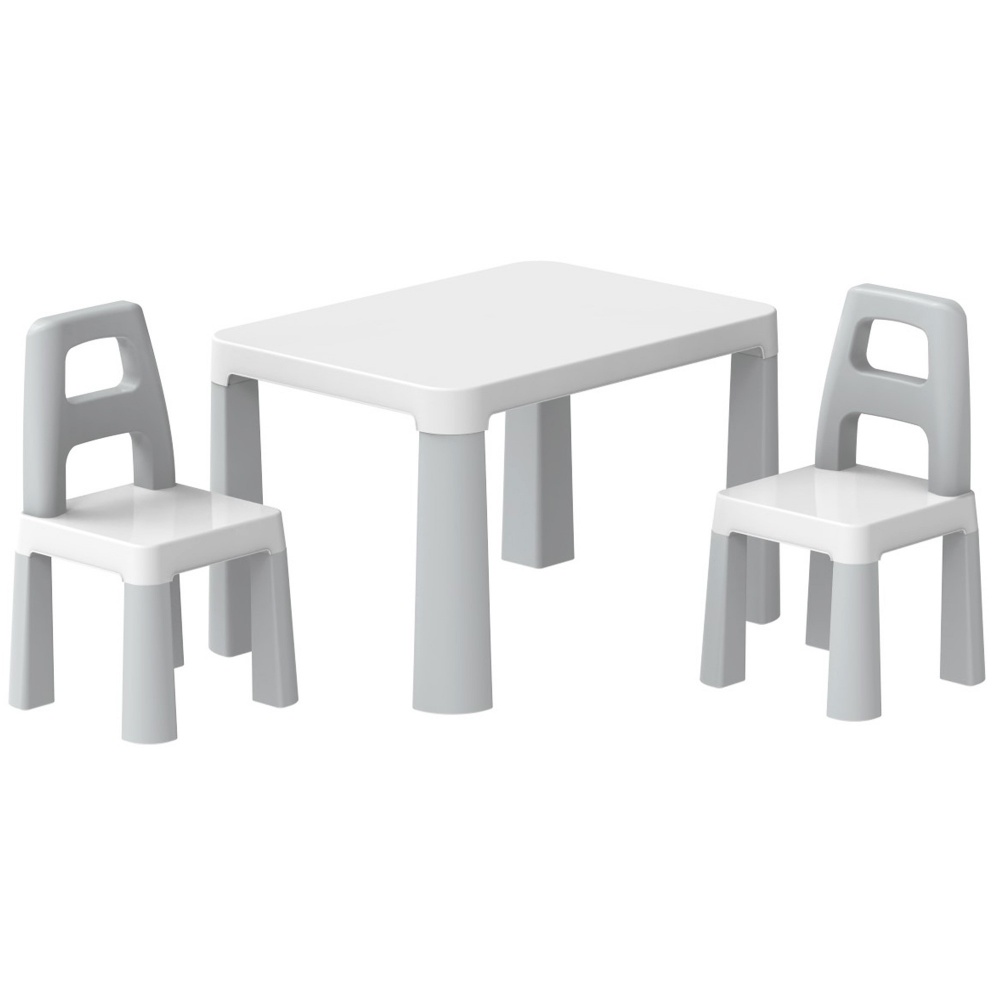 Набір ТехноК Дитячий стіл з двома стільцями 0150 біло-сірий