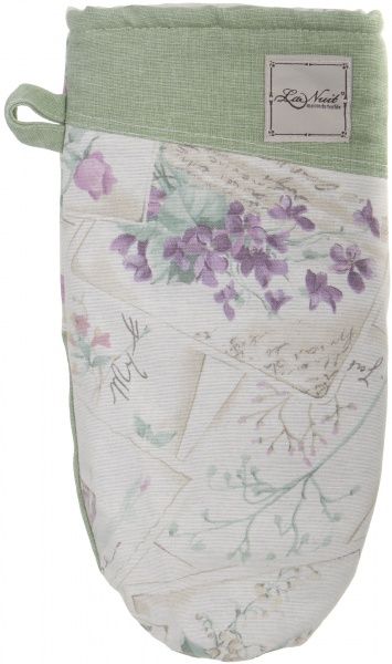 Прихватка-рукавиця Квіточки малинові 15x29 см зелений La Nuit 