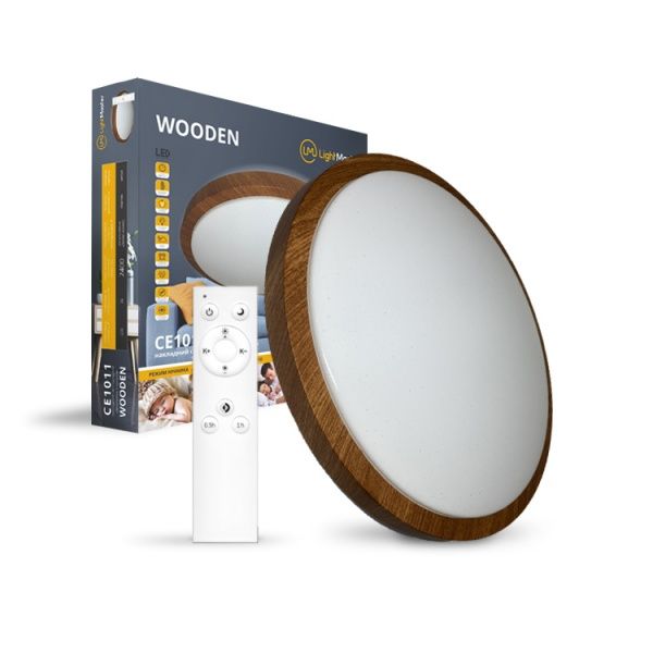 Світильник світлодіодний LightMaster CE1011 Wooden з пультом д/к 36 Вт білий 3000-6500 К 