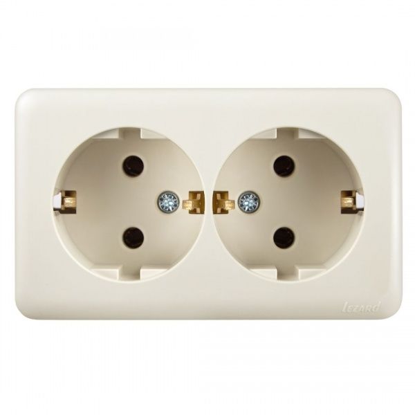 Розетка двойная с заземлением Lezard Viola без шторок без крышки кремовый 751-0300-127В