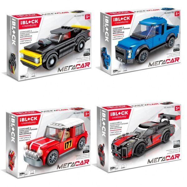 Автоконструктор Iblock Мегаcar 4 вида в асортименті PL-920-131
